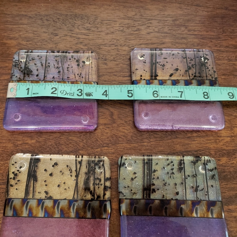 Heavy Duty Glass Drink Coasters Purple with Iridescent Detail - Picture 5 of 5